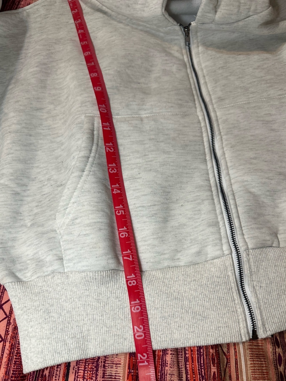 Oversized Cropped Zip Hoodie Fleece Lined Varsity Graphic Streetwear L NWOT - Picture 11 of 11